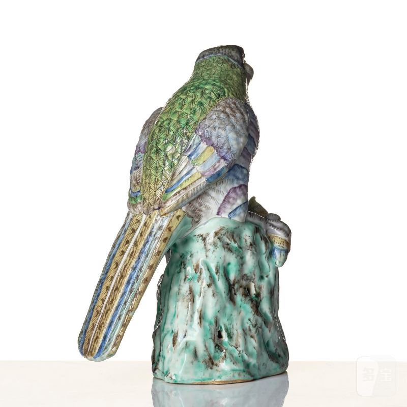 A rare famille rose figure of a hawk with its pray, - 图5
